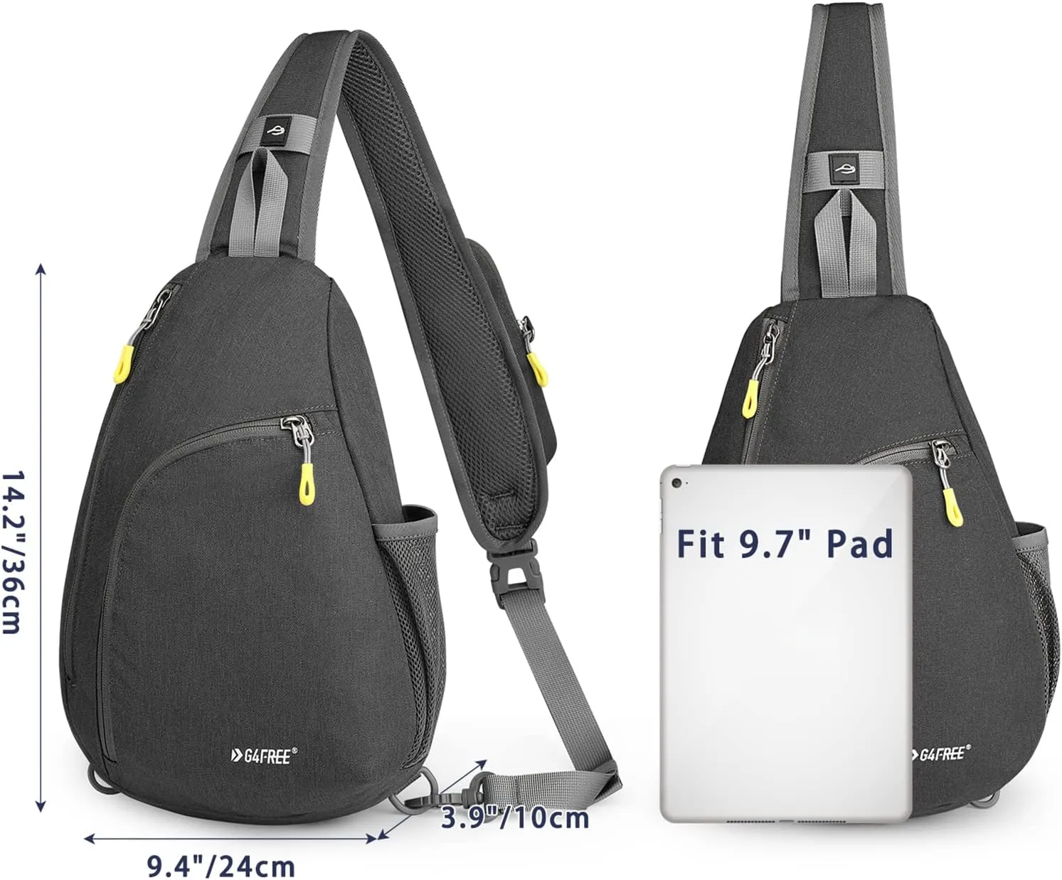 G4Free RFID Sling Bag Crossbody Backpack Casual Chest Shoulder Daypack Gym Bag for Hiking Travel 7L(Gray)