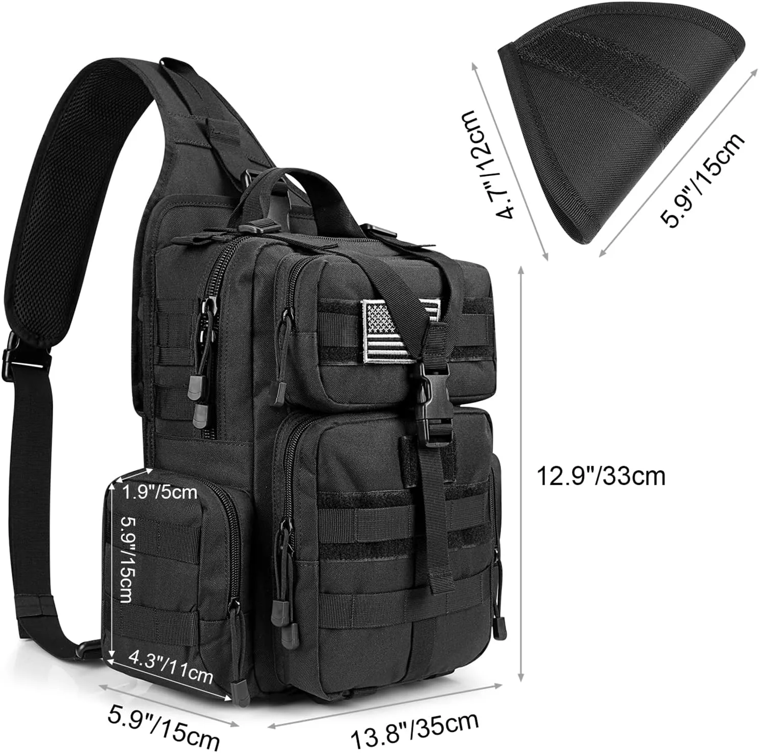 G4Free Tactical EDC Sling Bag Backpack with Adjustable Holder Military Shoulder Backpack for Men