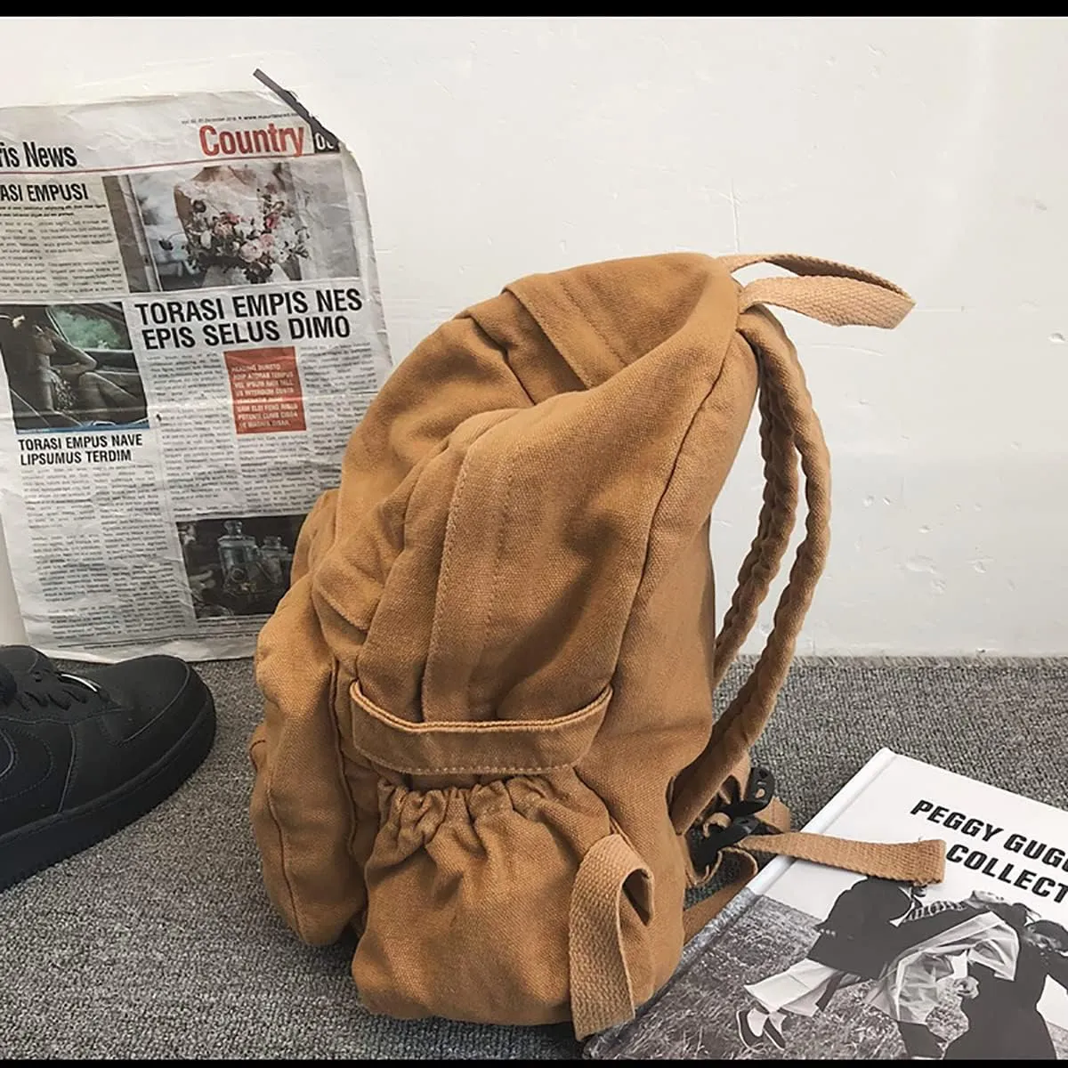 GAXOS Laptop Backpack for Women Travel Canvas Vintage Brown Aesthetic School