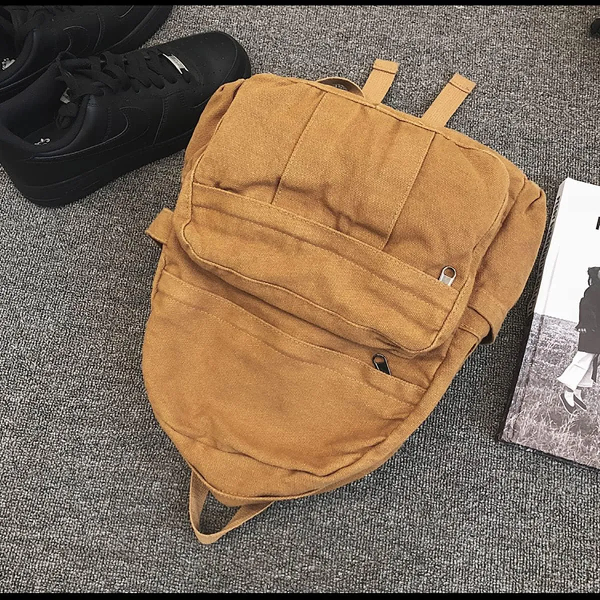 GAXOS Laptop Backpack for Women Travel Canvas Vintage Brown Aesthetic School