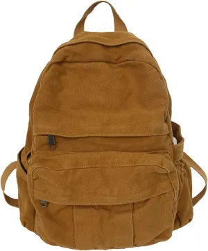 GAXOS Laptop Backpack for Women Travel Canvas Vintage Brown Aesthetic School