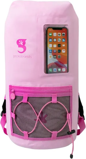 geckobrands Hydroner 20L Waterproof Dry Bag Backpack – Lightweight Roll-Top Bag with Clear Phone Pouch for Outdoor Activities