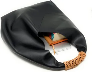 Genuine Cowhide Leather Shoulder Portable Hobo Handbag Purse Triangle Tote