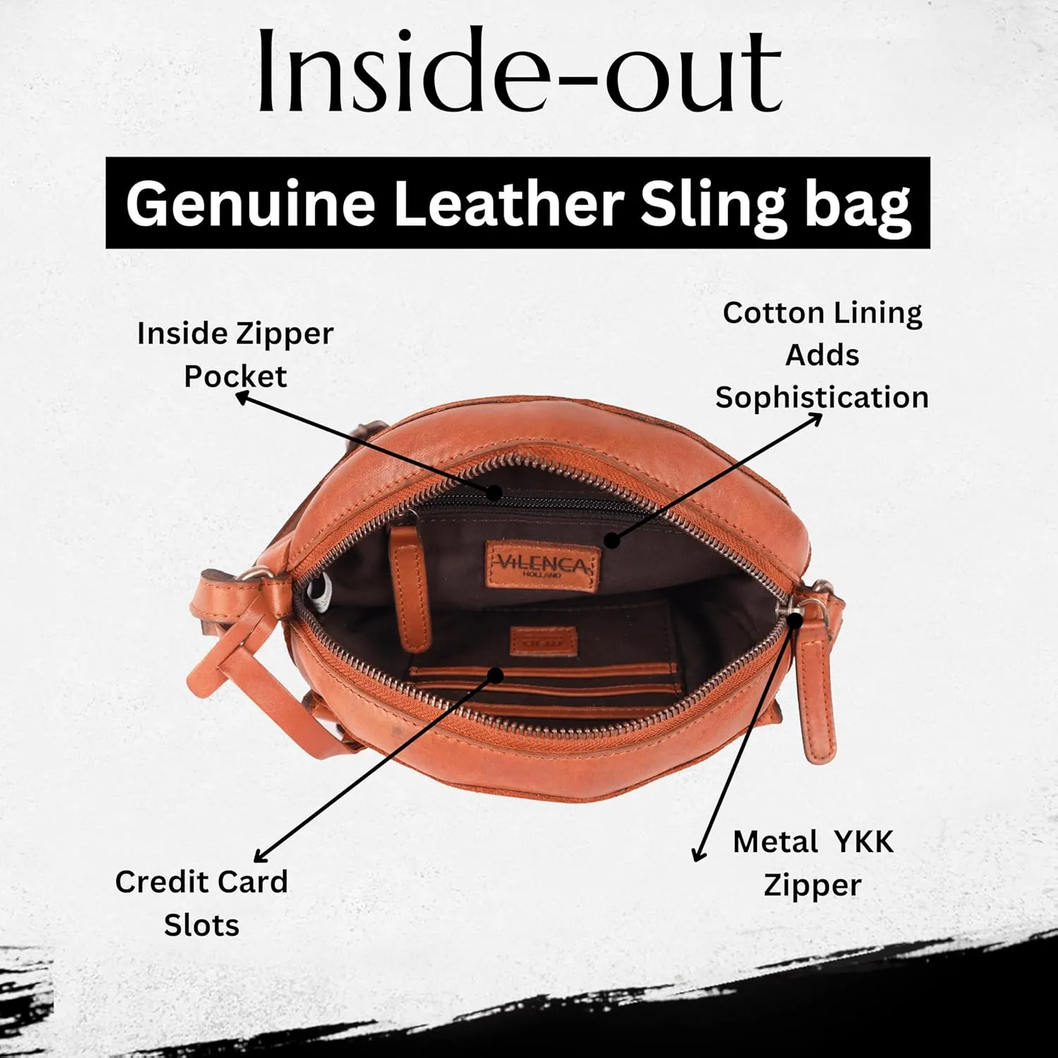 Genuine Italian Leather Boho Studded Round Crossbody Sling Bag - Stylish, Durable, & Perfect for Everyday Use for women