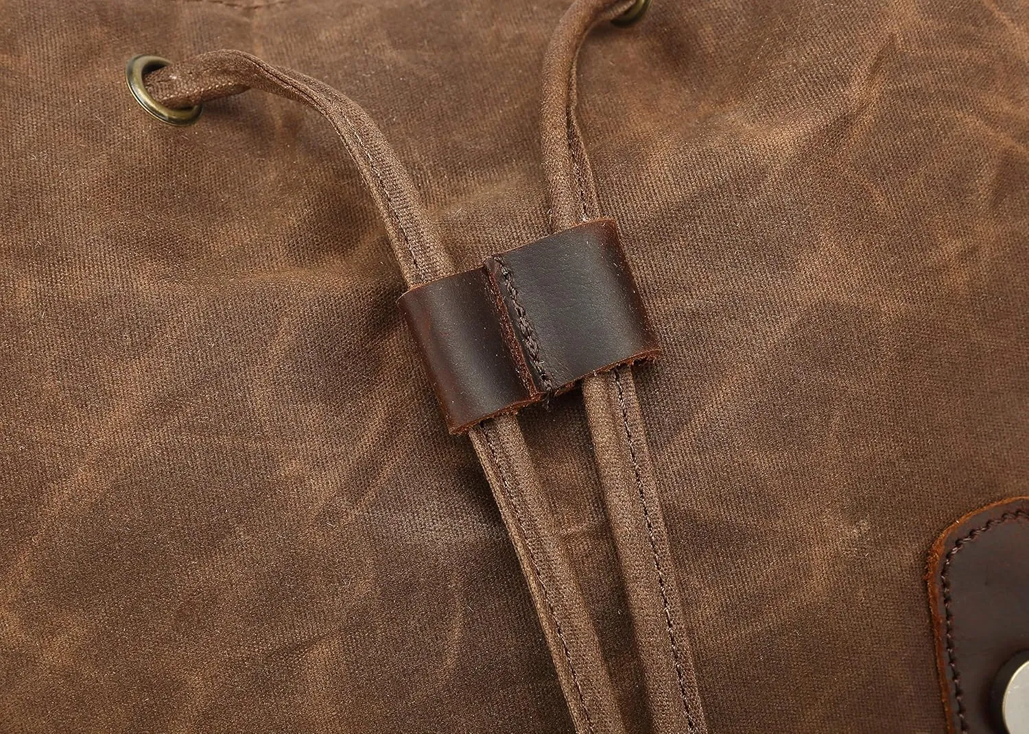 Genuine Leather Canvas waxed Backpack Travel Rucksack Laptop Bag Army Green