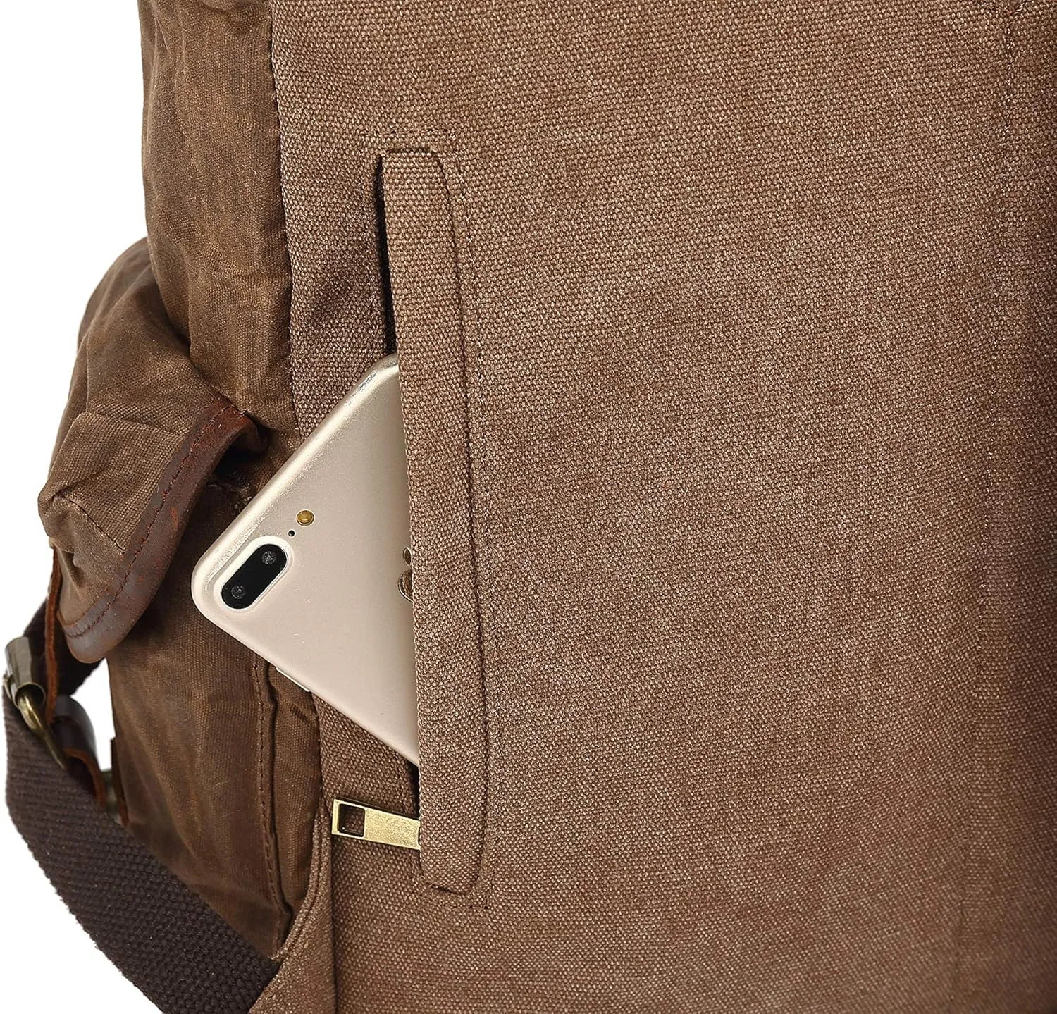 Genuine Leather Canvas waxed Backpack Travel Rucksack Laptop Bag Army Green
