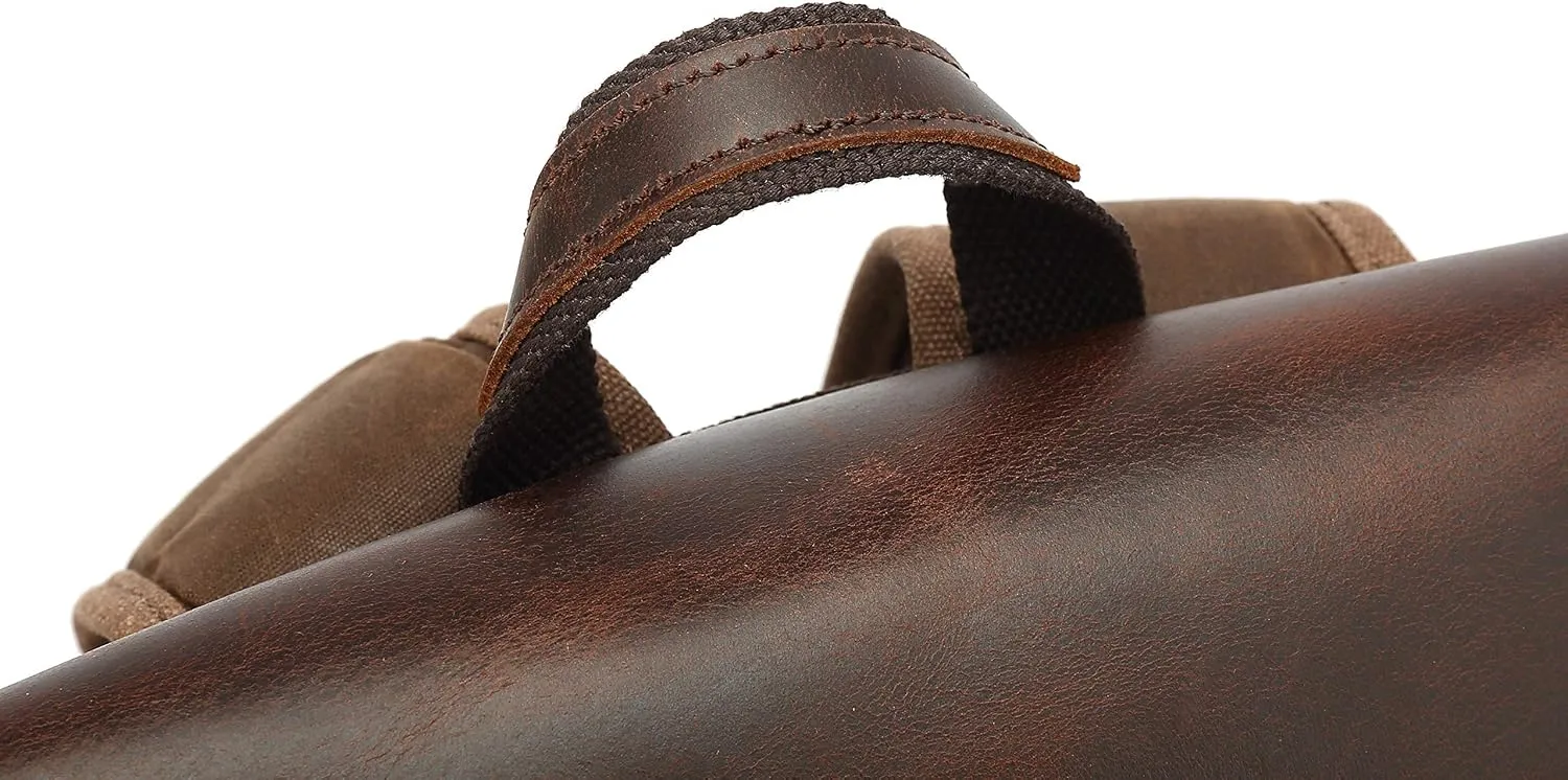 Genuine Leather Canvas waxed Backpack Travel Rucksack Laptop Bag Army Green