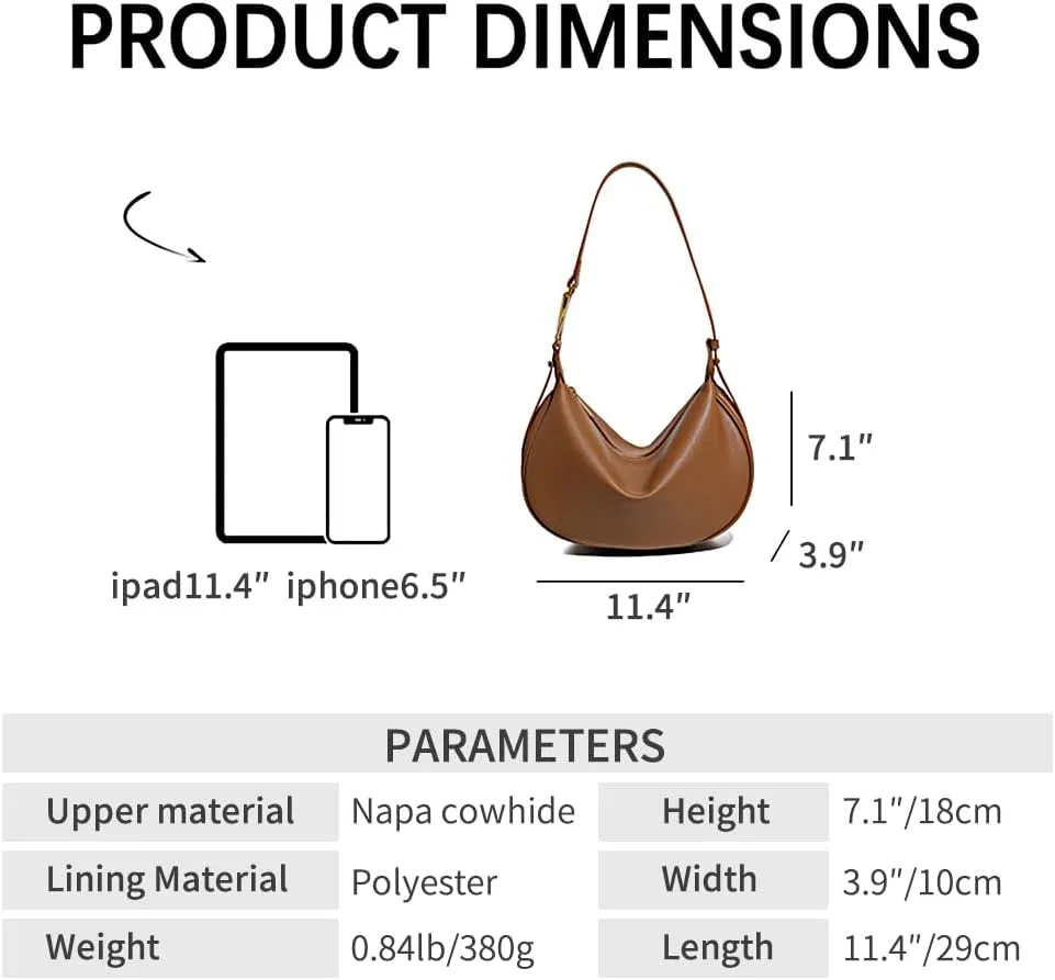 Genuine Leather Crossbody bag for Women - Shoulder Bag with Adjustable Strap, Multi-Pocket Hobo bag, Durable Design