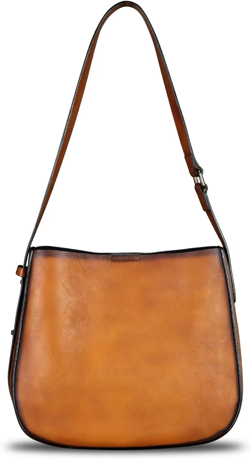 Genuine Leather Shoulder Bag for Women Hand Painted Handbag Handmade Purse Crossbody Sling Purse Casual Daypack