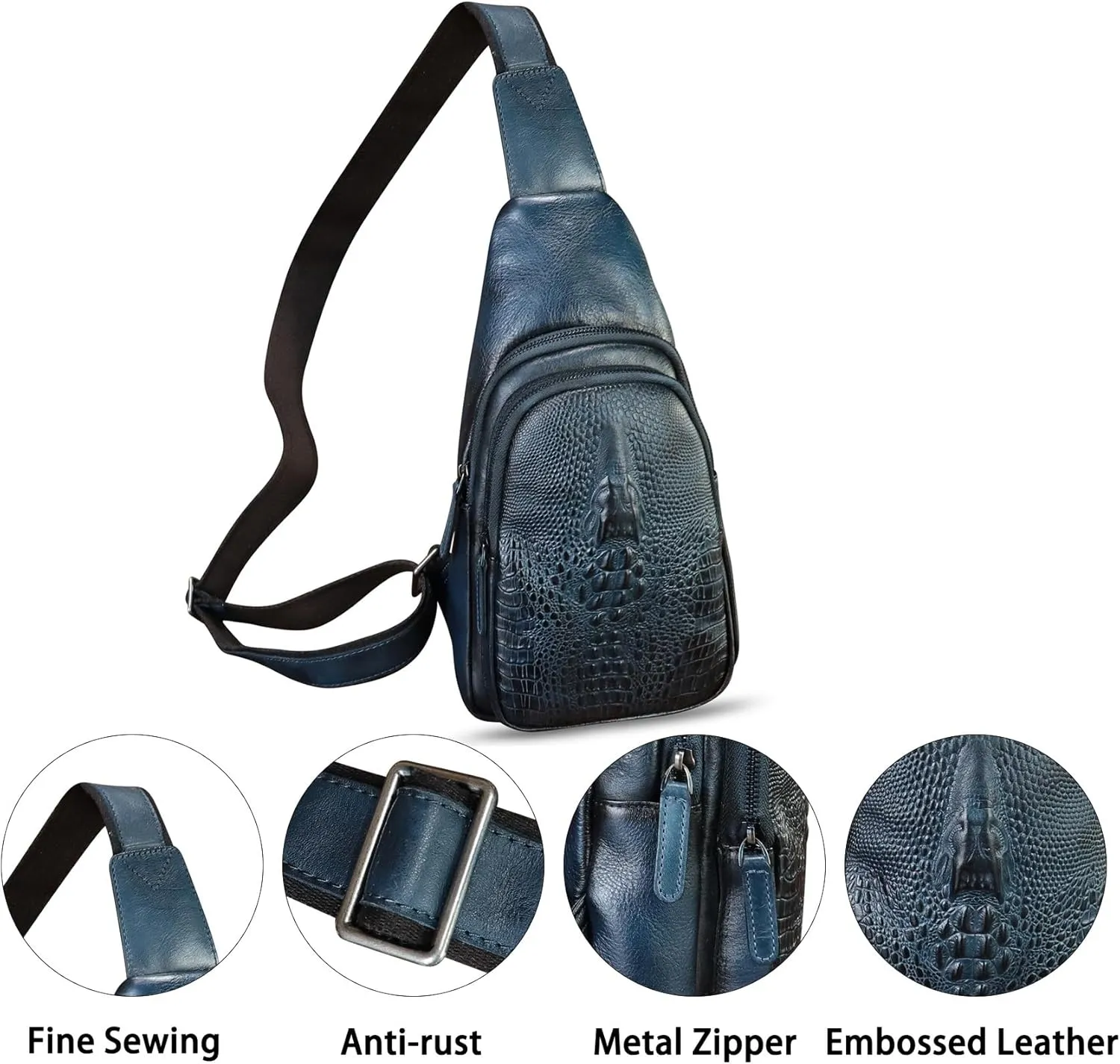 Genuine Leather Silng Bag for Women and Men Real Leather Sling Backpack Chest Purse Shoulder Crossbody Bag