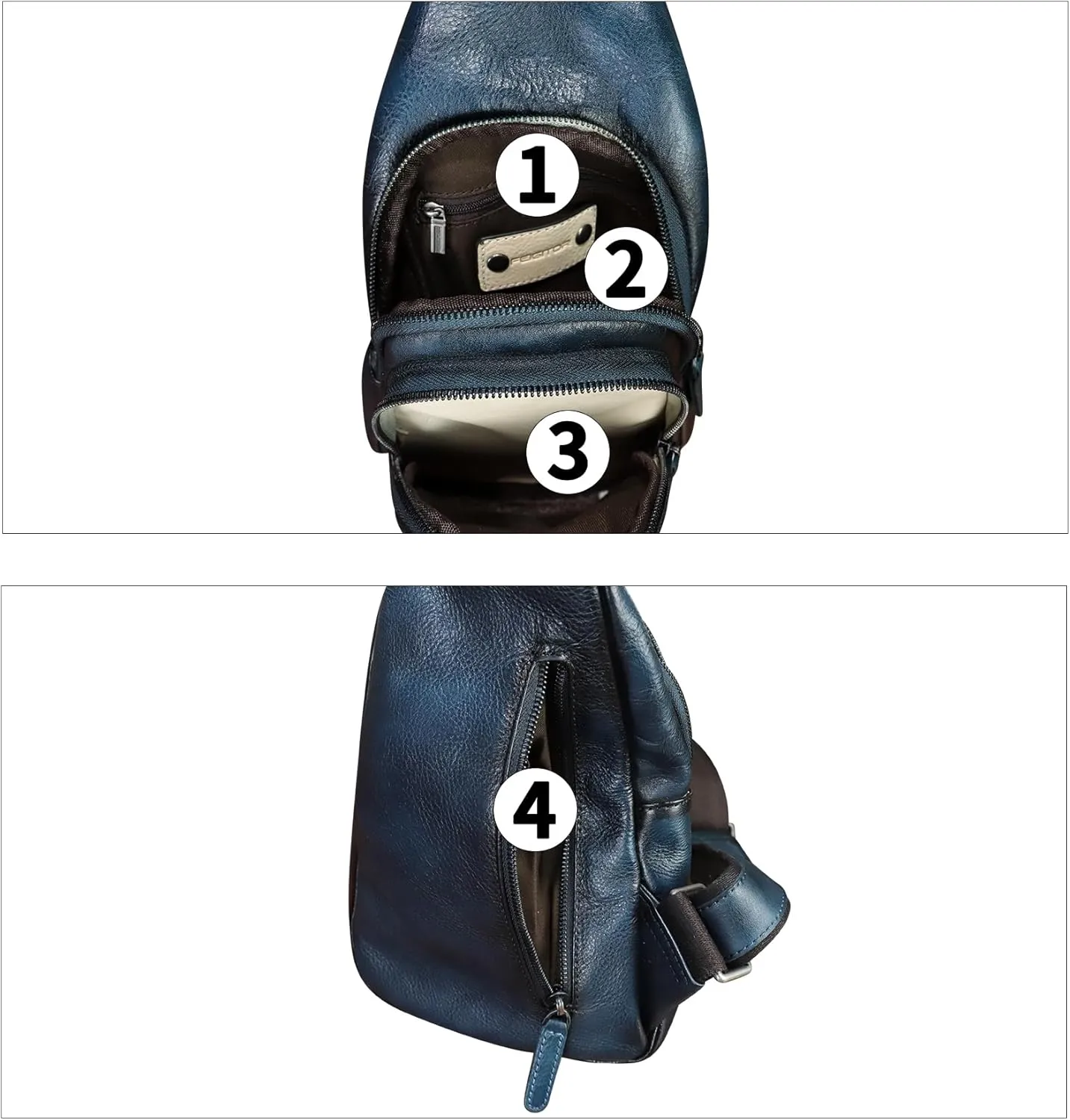 Genuine Leather Silng Bag for Women and Men Real Leather Sling Backpack Chest Purse Shoulder Crossbody Bag