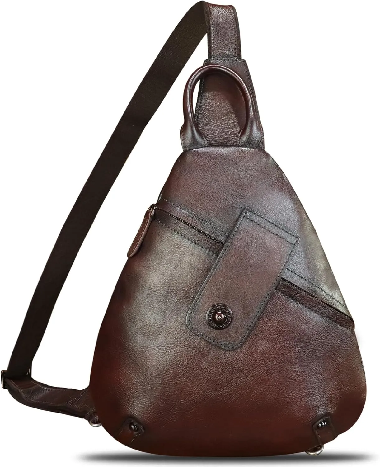 Genuine Leather Sling Bag for Men and Women Classical Real Leather Sling Backpack Purse Crossbody Bag for iPad Pro 11 inch