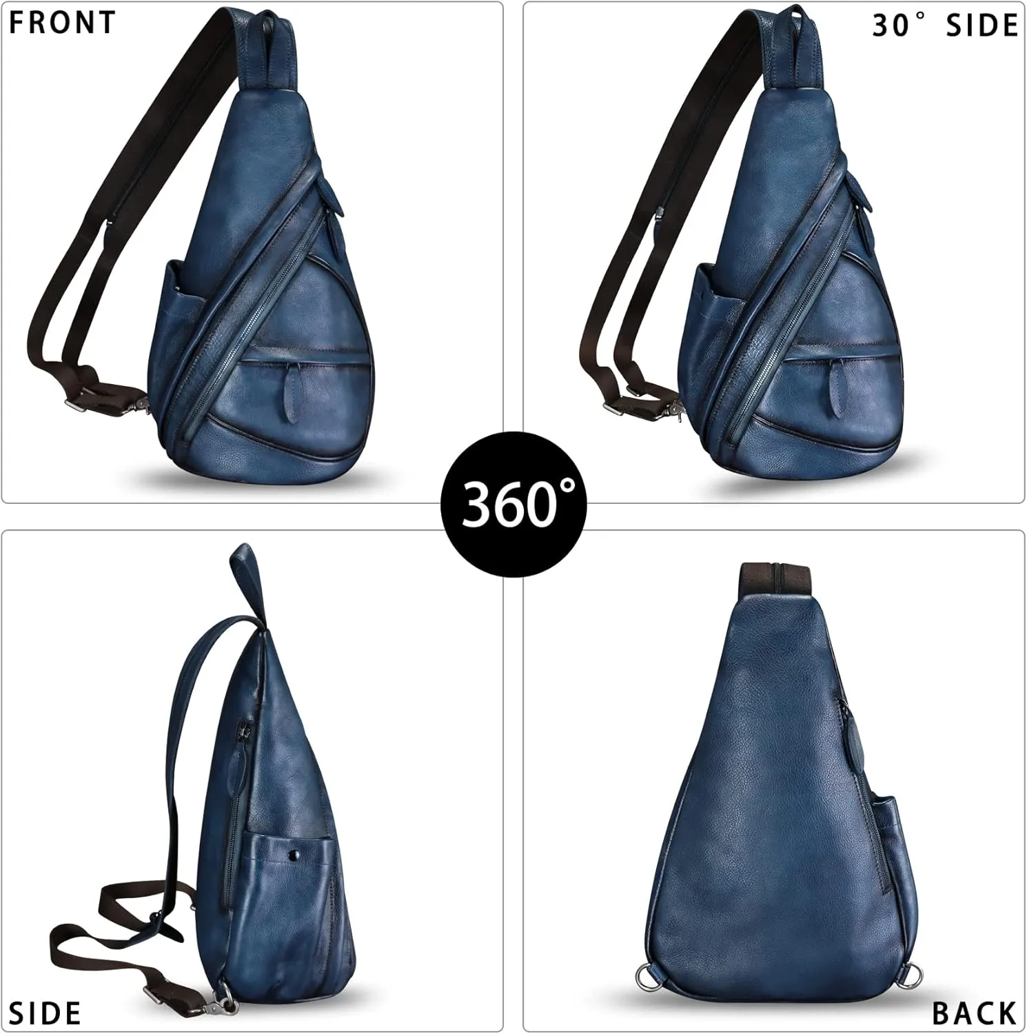 Genuine Leather Sling Bag for Men and Women Leather Sling Backpack Purses Chest Bag Crossbody Shoulder Fanny Bag