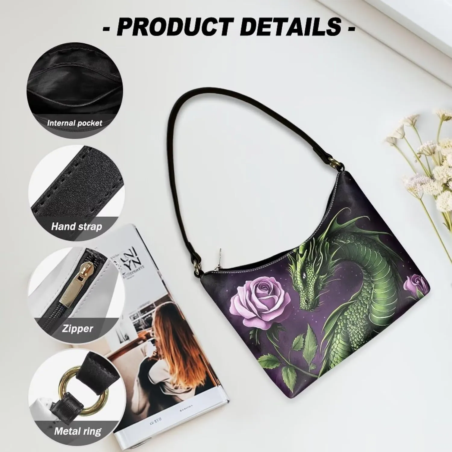 GIFTPUZZ PU Women's Underarm Bag Trendy Women Shouder Handbags with Hand Strap for Party Travel Work and Vacation
