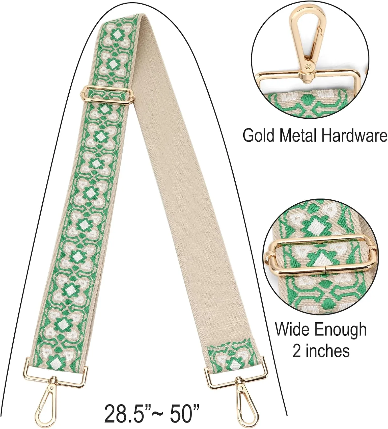 GINJKGO Purse Straps Replacement Crossbody - Adjustable Bag Strap for Purses, Wide Shoulder Strap for Women Guitar Purses