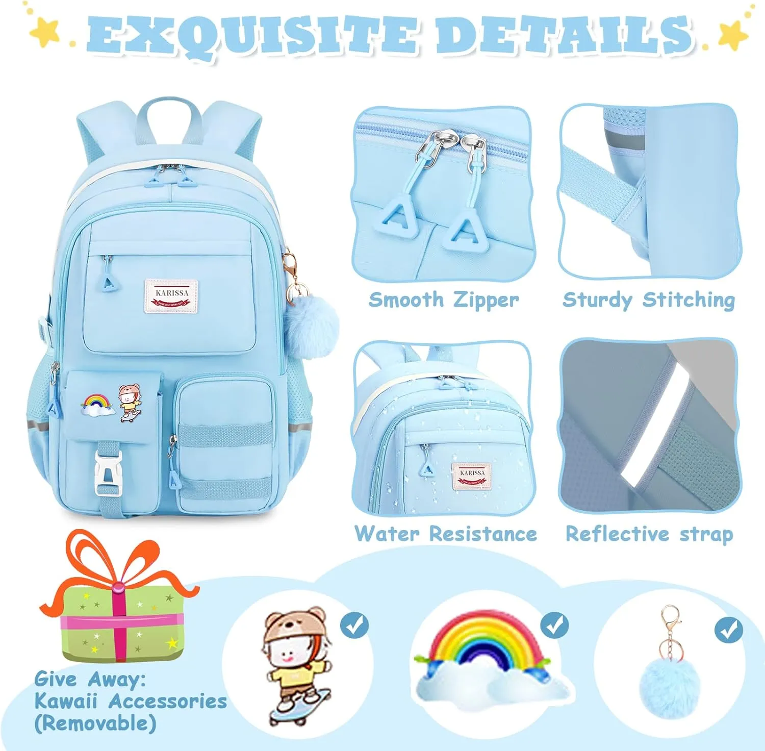 Girls Backpack for School, Teenage Multiple Pockets Backpack, Bookbag for Primary Elementary High School