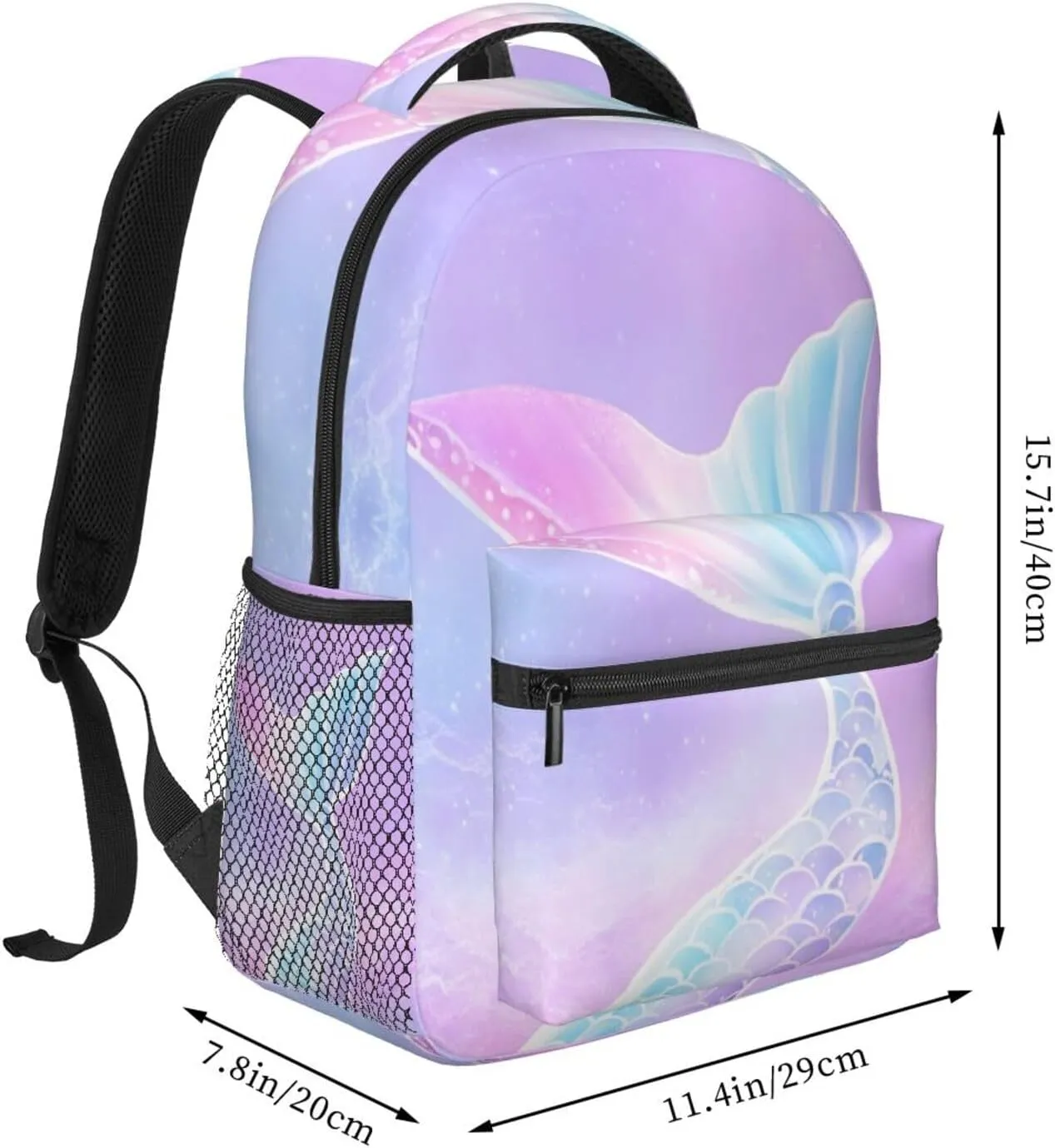 Girls Mermaid Tail Backpacks Kids Bookbag 16 Inch Shoulder Bag Casual Daypack for 1-5th Grade