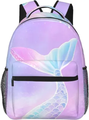 Girls Mermaid Tail Backpacks Kids Bookbag 16 Inch Shoulder Bag Casual Daypack for 1-5th Grade