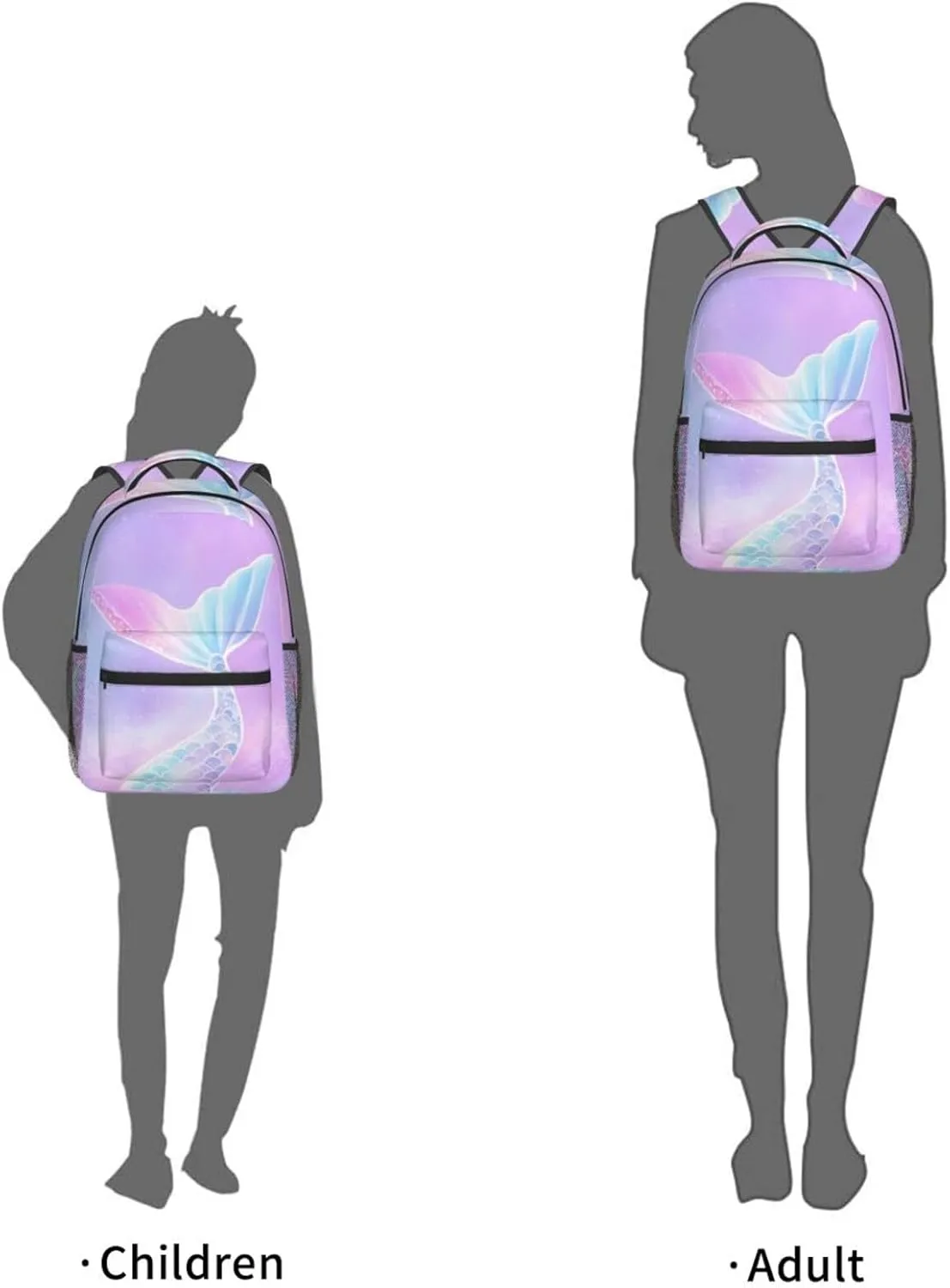 Girls Mermaid Tail Backpacks Kids Bookbag 16 Inch Shoulder Bag Casual Daypack for 1-5th Grade