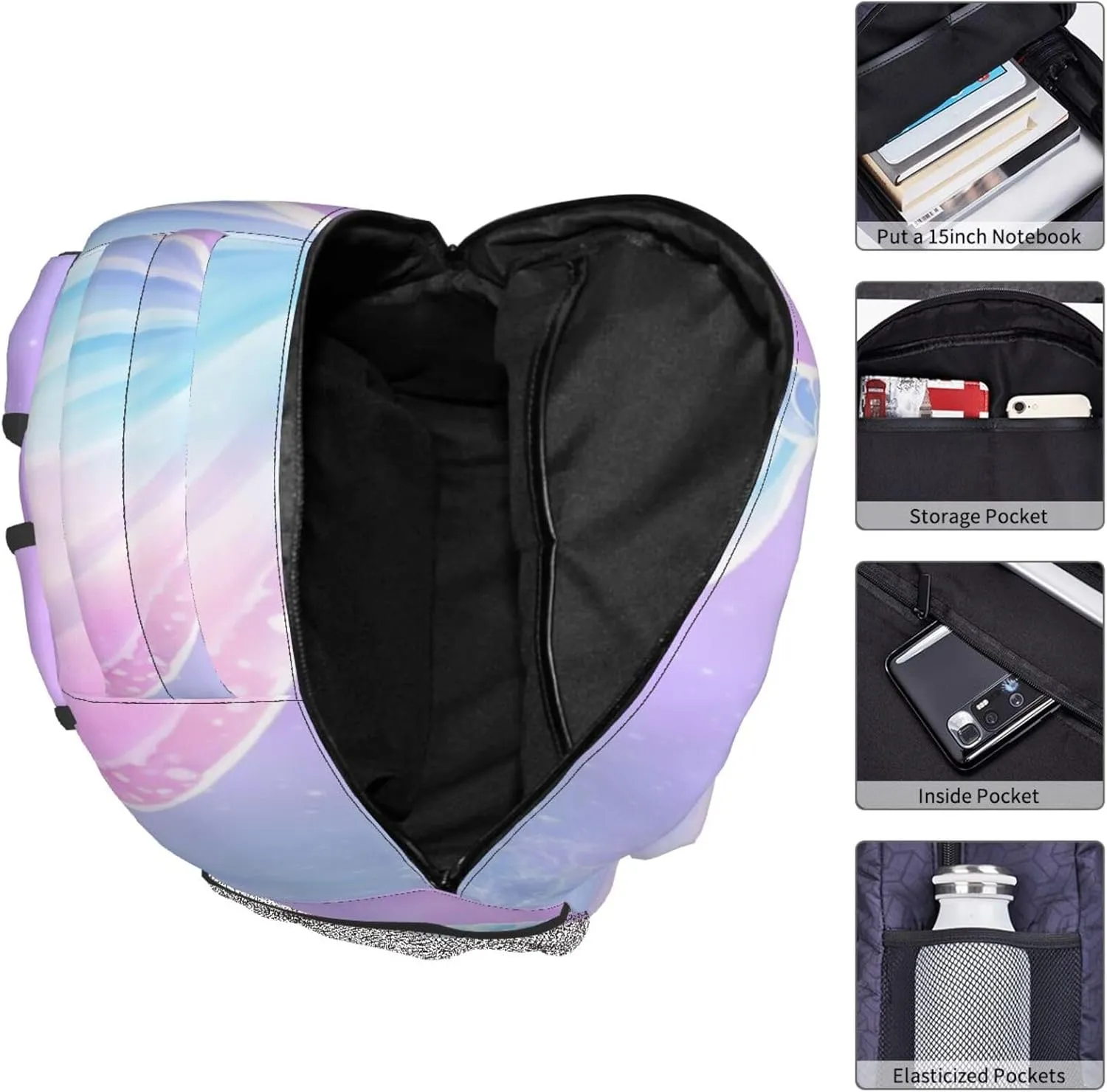 Girls Mermaid Tail Backpacks Kids Bookbag 16 Inch Shoulder Bag Casual Daypack for 1-5th Grade