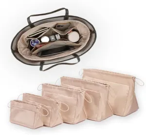 GIVLEFLY，Drawstring，Purse Organizer, Satin material Bag Organizer Insert Purse Organizer For Tote, Handbag,Satin material，Portability (Large)