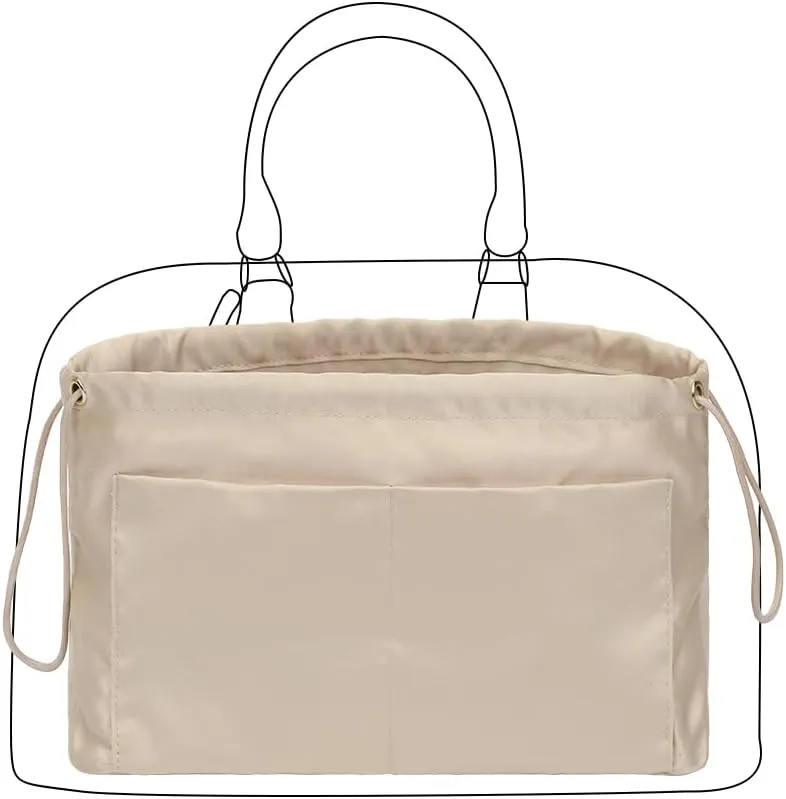 GIVLEFLY，Drawstring，Purse Organizer, Satin material Bag Organizer Insert Purse Organizer For Tote, Handbag,Satin material，Portability (Large)