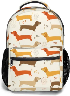 Giwawa Dachshund School Backpacks, Wiener Dog Kids Daypack Bags, Colorful Puppy Laptop Bookbag for Teens Boys Girls Women Men Work Travel, Adjustable Shoulder Strap & Multi Pockets
