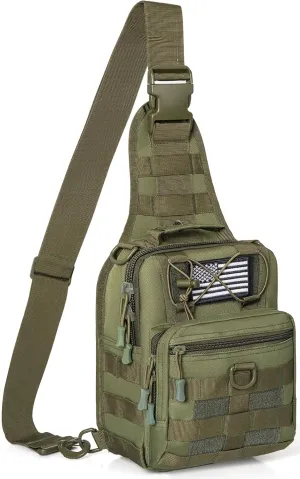 GMAK Tactical Sling Bag for Men, Small Tactical Shoulder Bag Backpack, Outdoor Military Rover Bags Travel Hiking Daypack, Tactical EDC Crossbody Chest Bag Pack for Hiking, Cycling, Hunting, Army Green