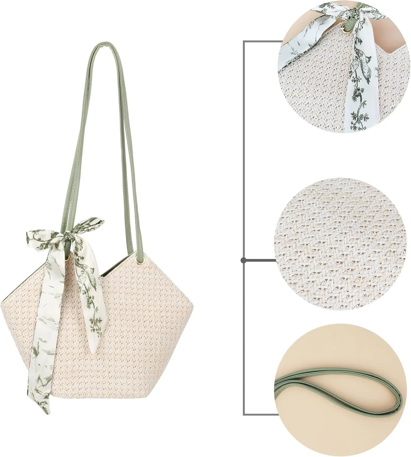 Goclothod Fashion Handbags Women Woven Straw Bag Summer Beach Tote Purse