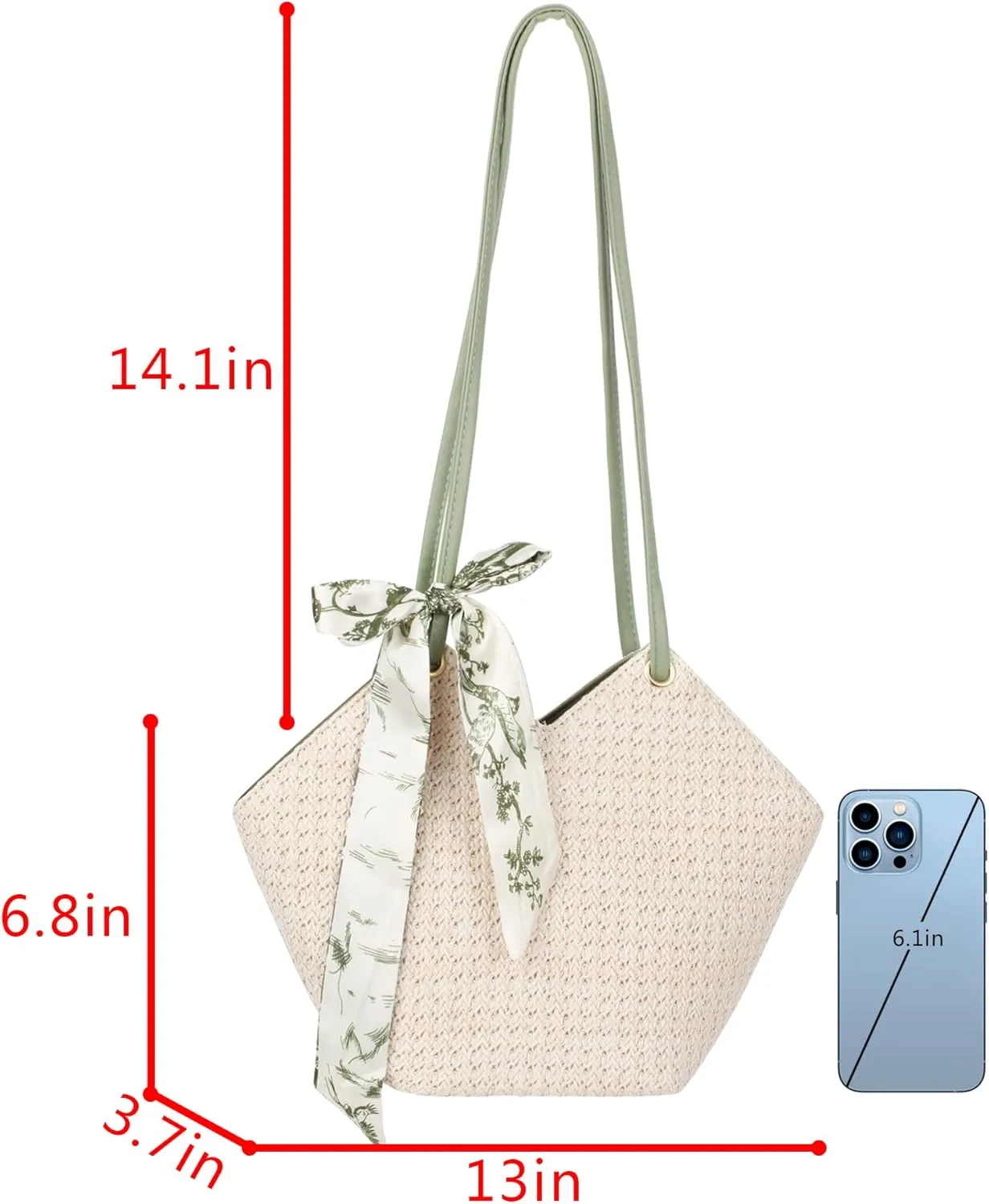 Goclothod Fashion Handbags Women Woven Straw Bag Summer Beach Tote Purse