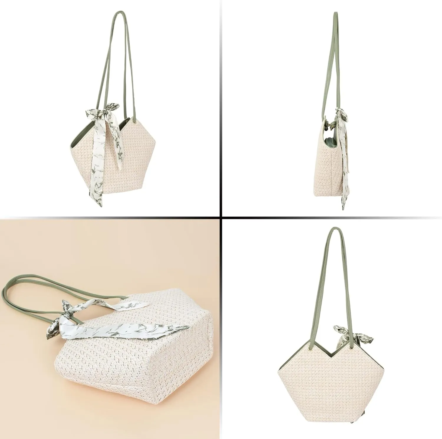 Goclothod Fashion Handbags Women Woven Straw Bag Summer Beach Tote Purse