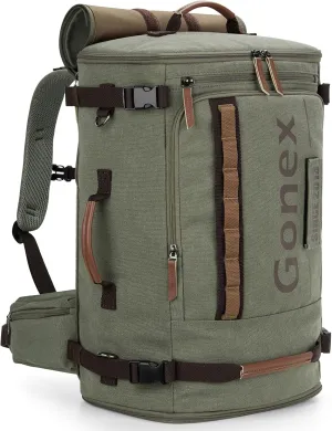 Gonex Canvas Laptop Backpack, Large 3-in-1 Convertible Vintage Travel Bag for Men & Women, Durable Carry-On for Work, College & Outdoor Adventure (Classical Green)