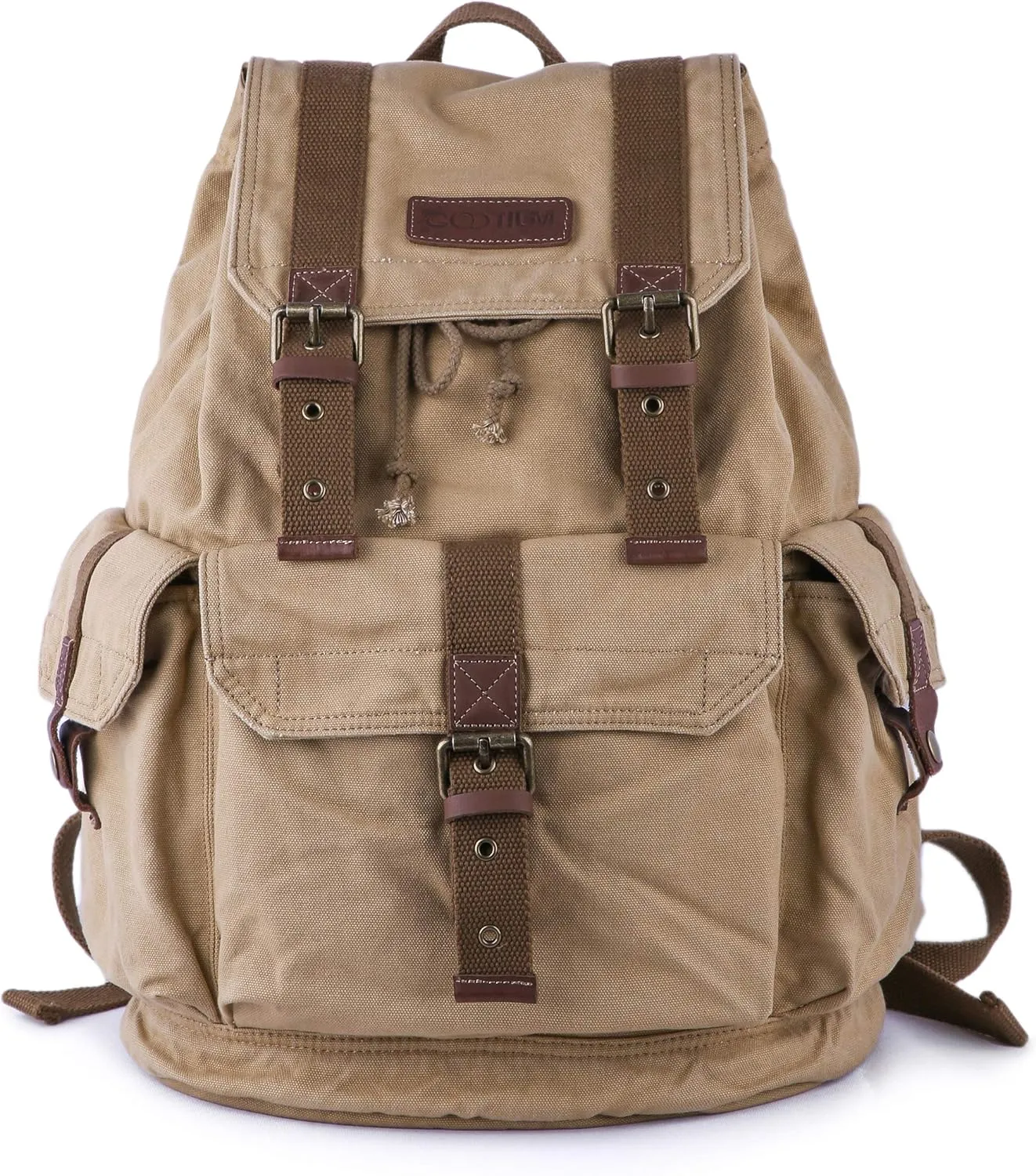 Gootium 21101KA-S Specially High Density Thick Canvas Backpack Rucksack, Khaki Small