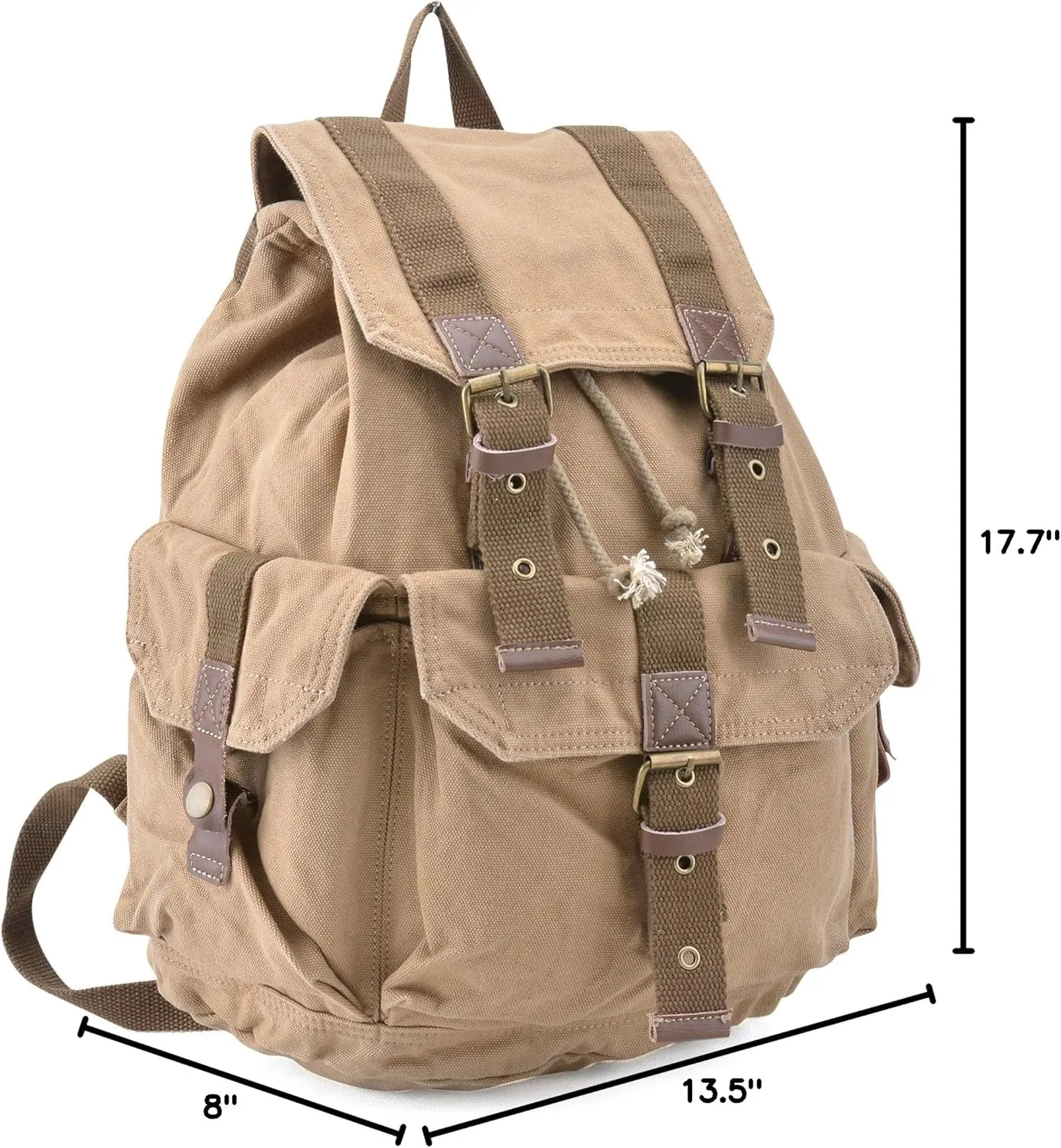 Gootium 21101KA-S Specially High Density Thick Canvas Backpack Rucksack, Khaki Small