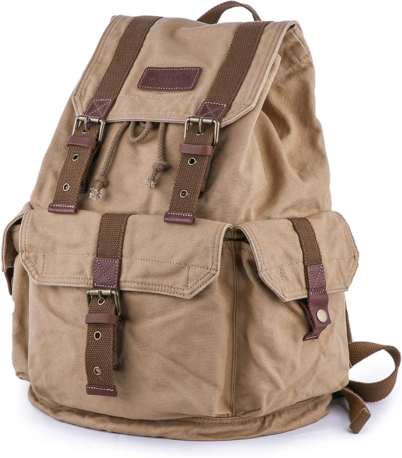 Gootium 21101KA-S Specially High Density Thick Canvas Backpack Rucksack, Khaki Small