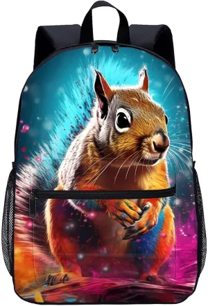 Graffiti Cute Chipmunk 17 Inch Laptop Backpack Large Capacity Daypack Travel Shoulder Bag for Men&Women