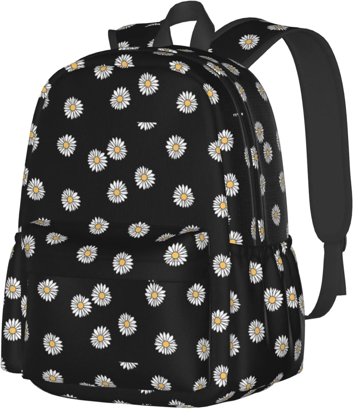 Green Daisy Aesthetic Laptop Backpack Shoulder Bag Laptop Pack Travel Backpacks Commuter Back Pack Casual Daypack Bags With Side Pockets