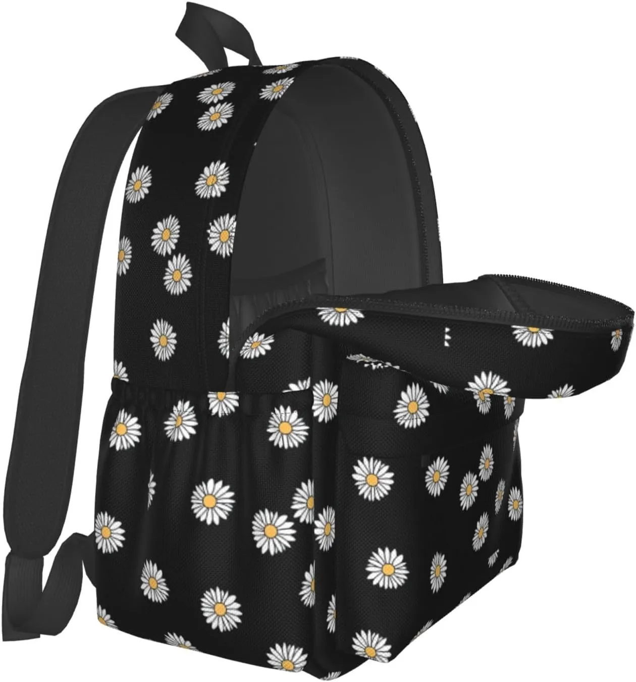 Green Daisy Aesthetic Laptop Backpack Shoulder Bag Laptop Pack Travel Backpacks Commuter Back Pack Casual Daypack Bags With Side Pockets