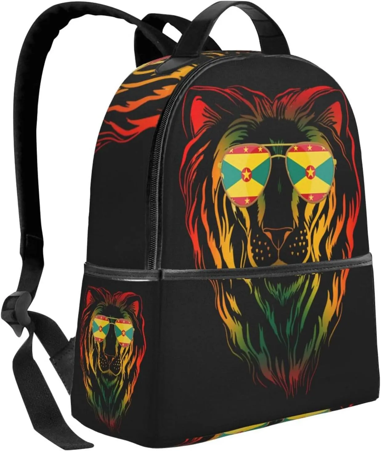 Grenada Flag Cool Lion Casual Backpacks Laptop Backpack Carry-on Daypack Sports Travel Rucksack Lightweight Working Bag for Outdoor Hiking Cycling Walking