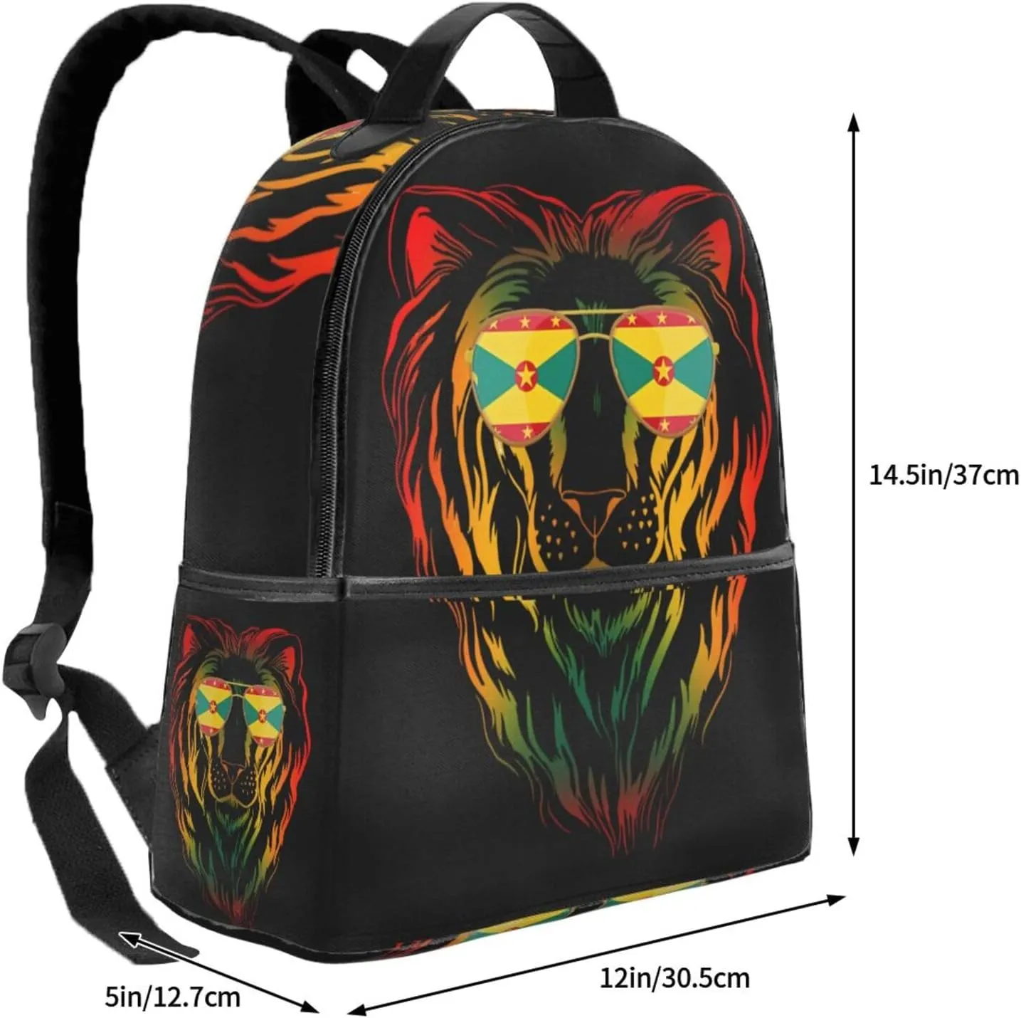 Grenada Flag Cool Lion Casual Backpacks Laptop Backpack Carry-on Daypack Sports Travel Rucksack Lightweight Working Bag for Outdoor Hiking Cycling Walking