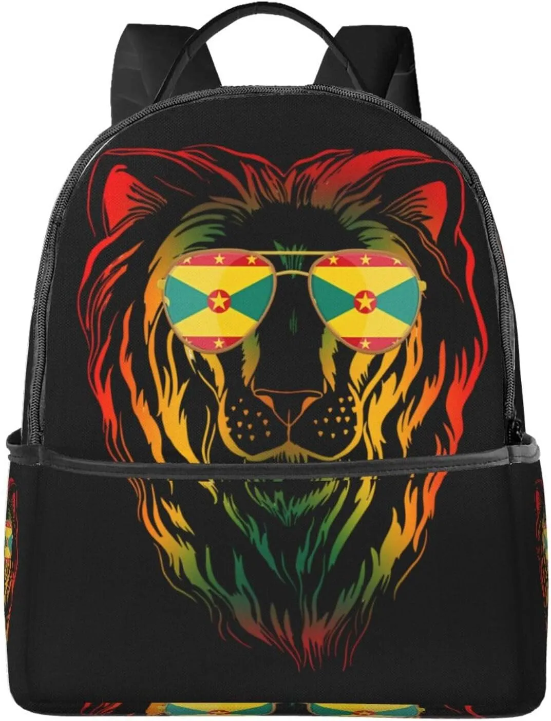 Grenada Flag Cool Lion Casual Backpacks Laptop Backpack Carry-on Daypack Sports Travel Rucksack Lightweight Working Bag for Outdoor Hiking Cycling Walking