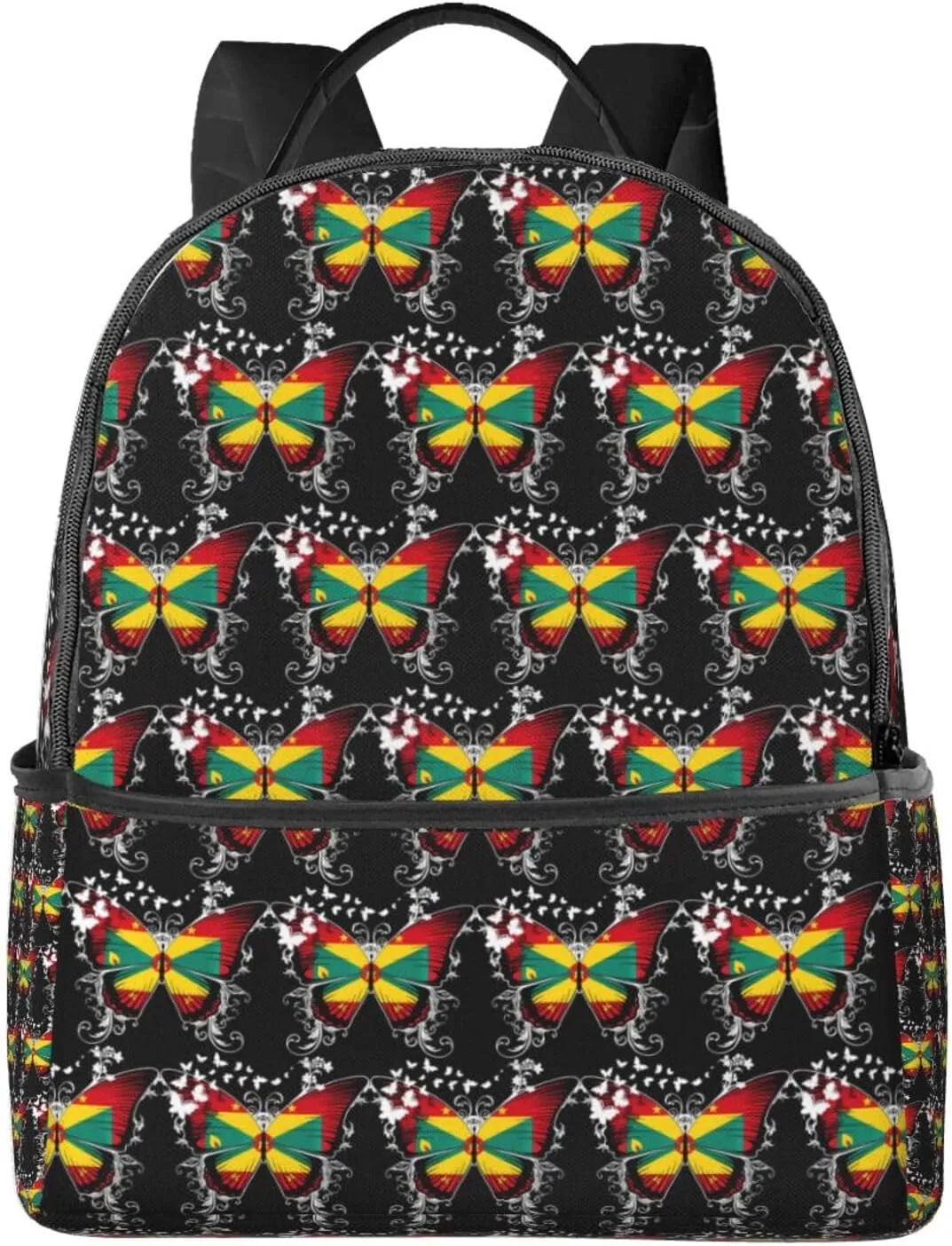 Grenada Grenadian Flag Butterfly Casual Backpacks Laptop Backpack Carry-on Daypack Sports Travel Rucksack Lightweight Working Bag for Outdoor Hiking Cycling Walking