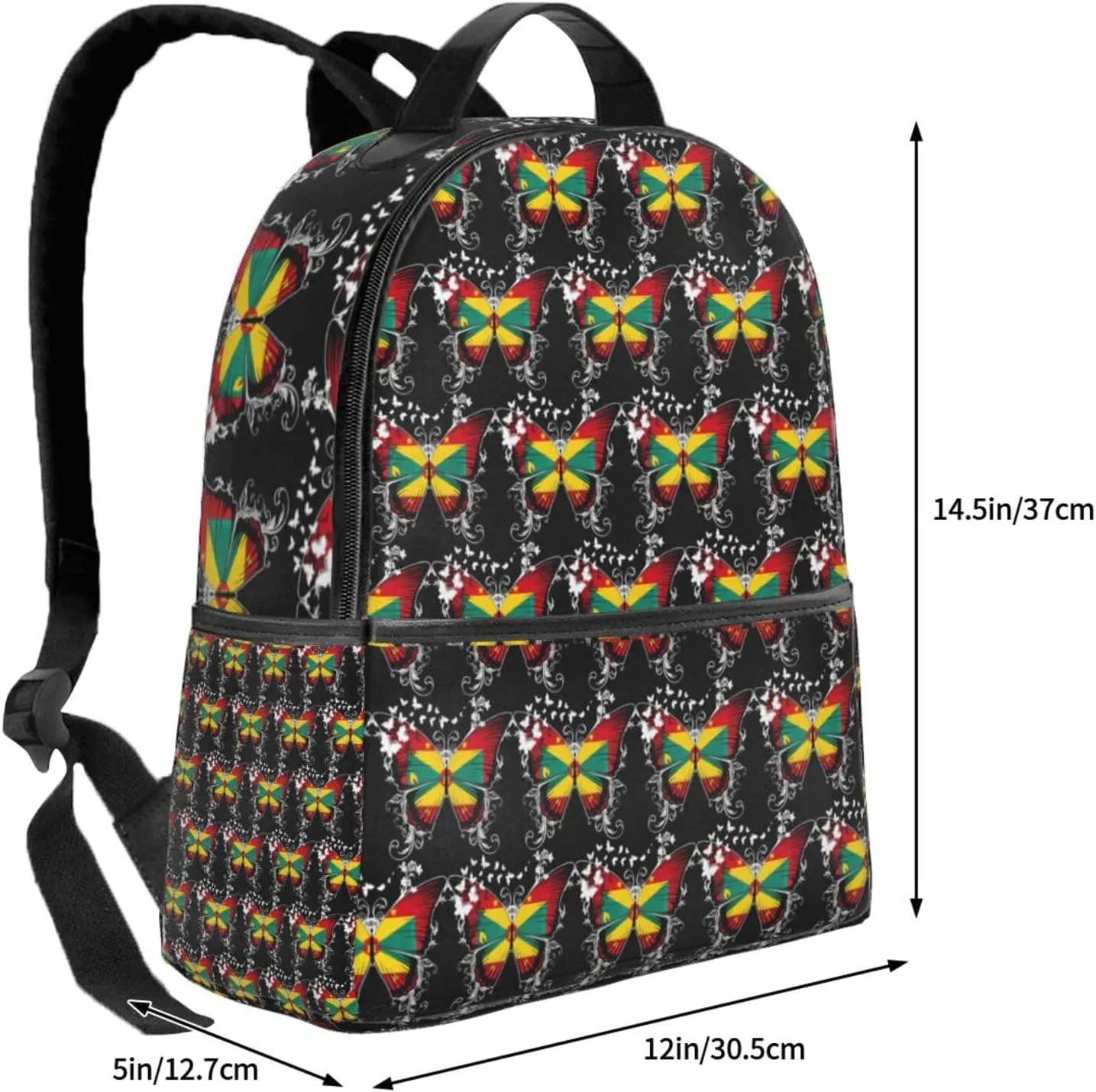 Grenada Grenadian Flag Butterfly Casual Backpacks Laptop Backpack Carry-on Daypack Sports Travel Rucksack Lightweight Working Bag for Outdoor Hiking Cycling Walking