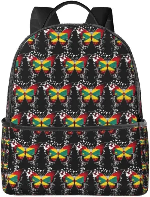 Grenada Grenadian Flag Butterfly Casual Backpacks Laptop Backpack Carry-on Daypack Sports Travel Rucksack Lightweight Working Bag for Outdoor Hiking Cycling Walking