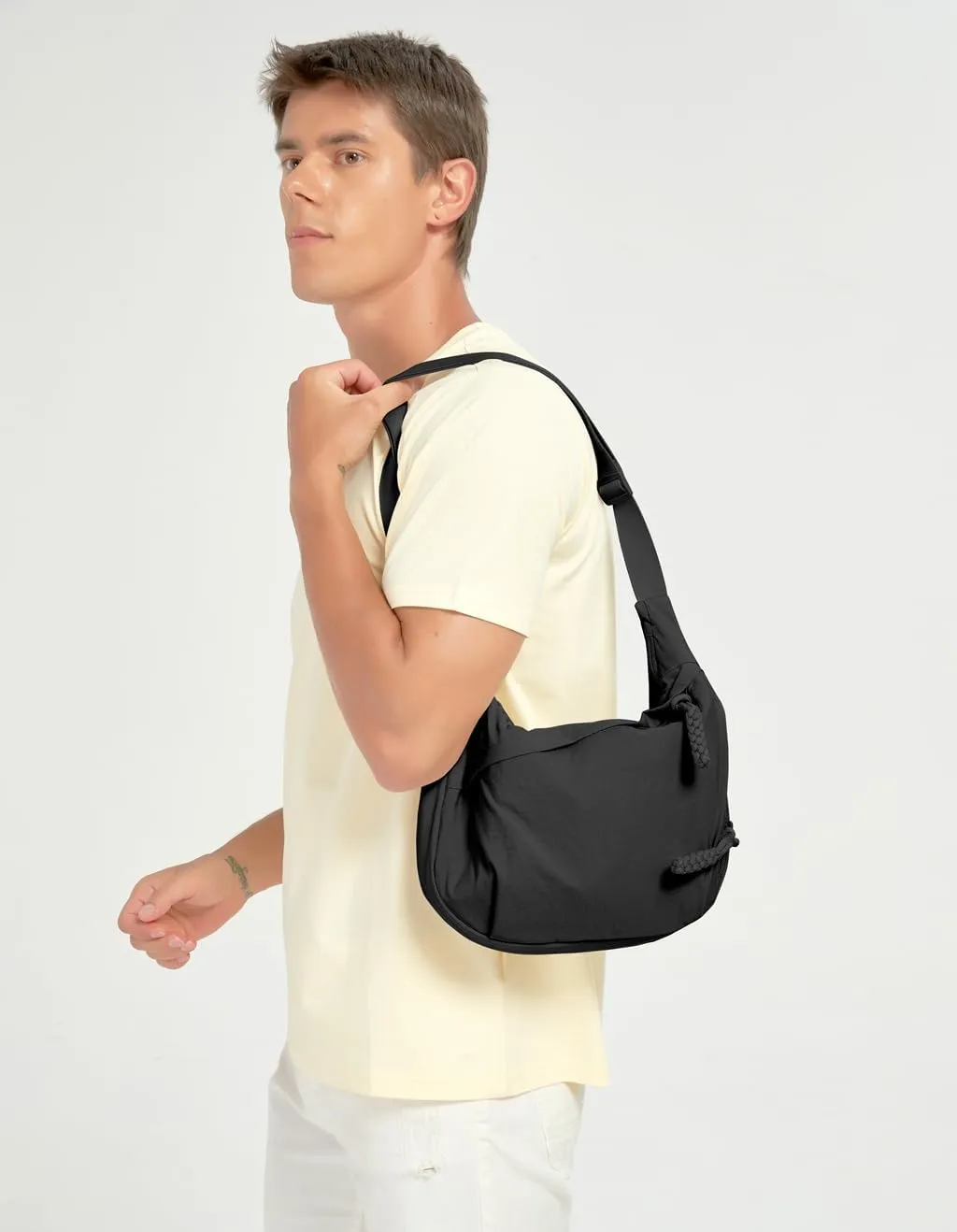 GRPKSSIB Nylon Crescent Bag Hobo Crossbody Bags Casual Sling Bag Slouchy Shoulder Bags Travel Messenger Bag for Women Men