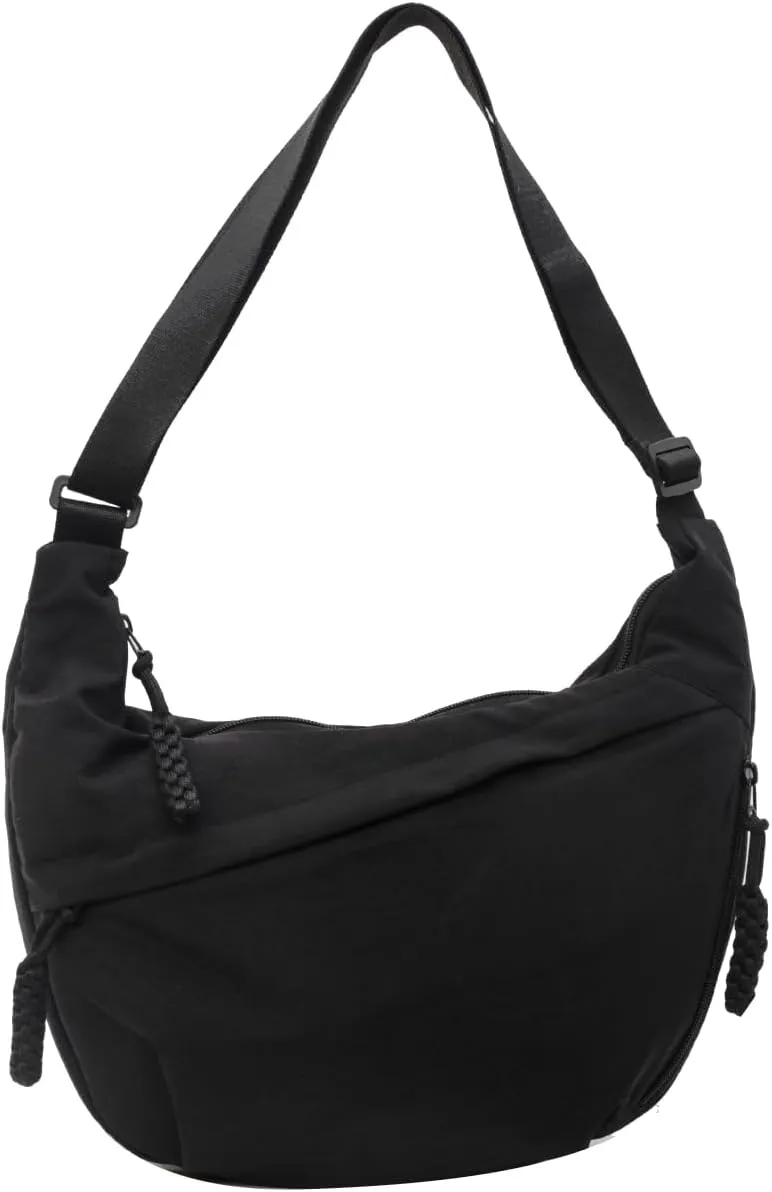 GRPKSSIB Nylon Crescent Bag Hobo Crossbody Bags Casual Sling Bag Slouchy Shoulder Bags Travel Messenger Bag for Women Men