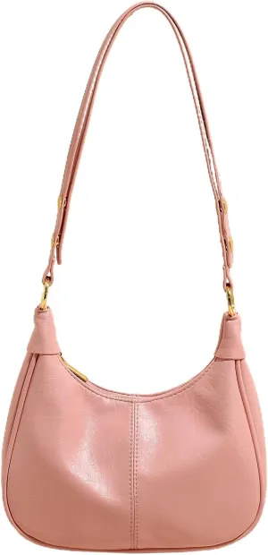 GRPKSSIB PU Leather Shoulder Bags Hobo Crossbody Bag Casual Tote Handbags Women's Crescent Purse with Adjustable Strap