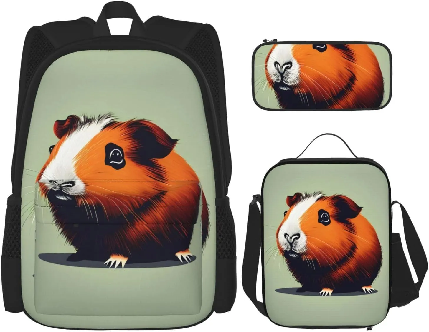 Guinea Pig Illustration Print Travel Bag Adjustable Shoulder Straps Lunch Bag Pencil Case Large Capacity Bag
