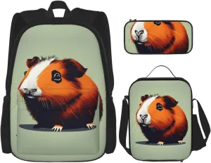 Guinea Pig Illustration Print Travel Bag Adjustable Shoulder Straps Lunch Bag Pencil Case Large Capacity Bag