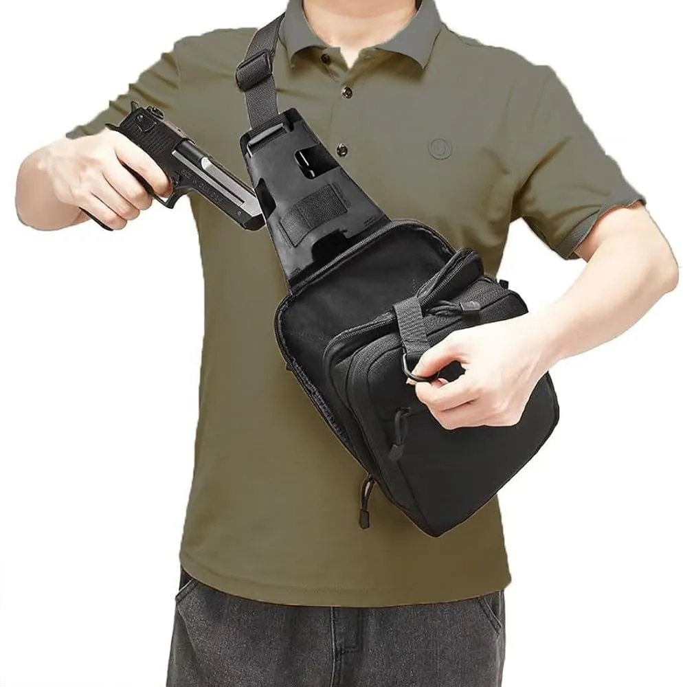 Gun Sling Bag, Concealed Carry Crossbody Pack CCW Sling Bag Durable EDC Shoulder Bag for Handgun with Holster